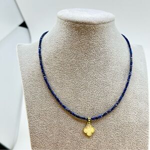 Minimalist Lapis Lazuli Necklace – Faceted Cube Beads, Adjustable Length